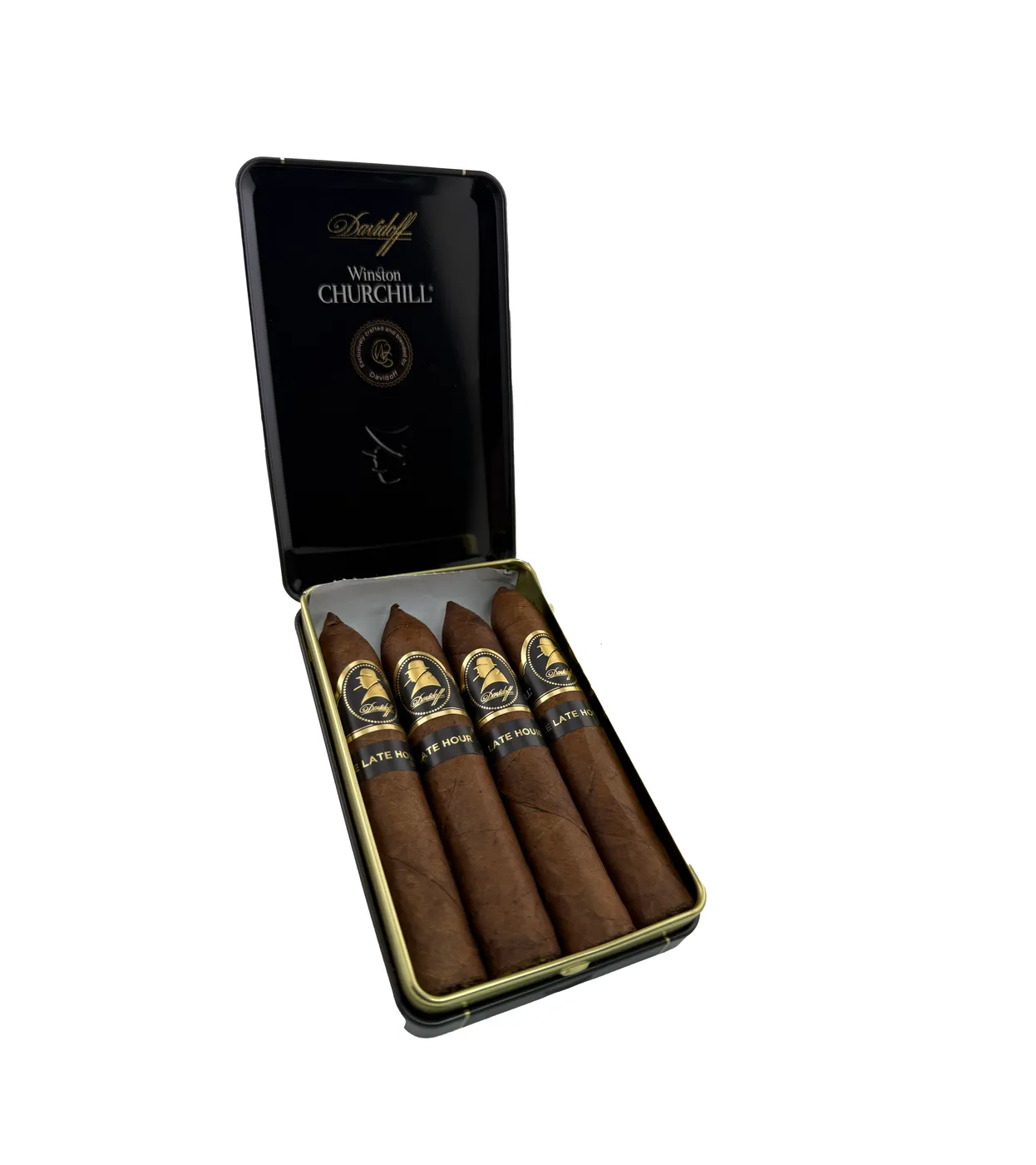 Davidoff Winston Churchill The Late Hour Belicoso (4 1/2 x 46) Cigar Tin of 4 cigar by Davidoff