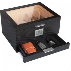Mill Glass Top Humidor by Case Elegance 60 Count