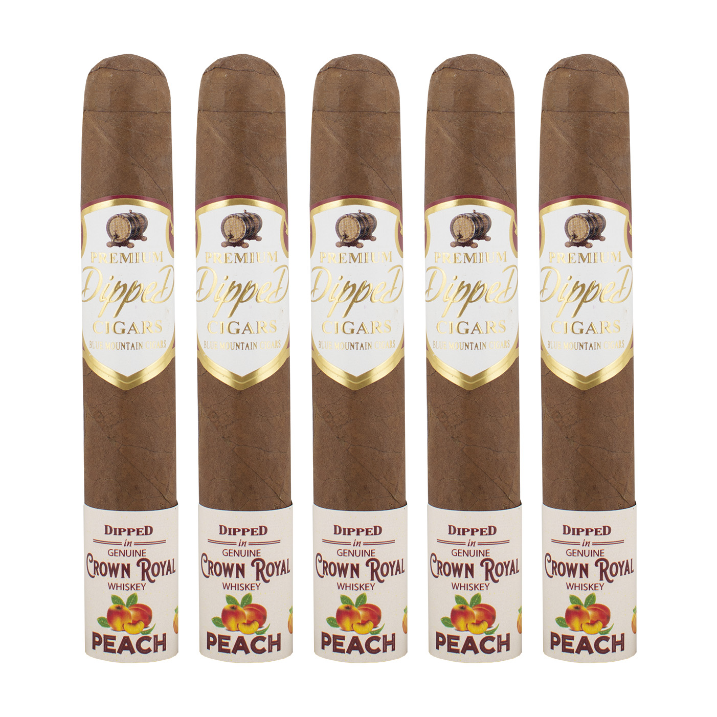 Blue Mountain Crown Royal Whiskey Peach Robusto Cigar - 5 Pack